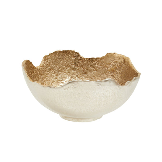 Dion Small Nickel and Gold Finish Bowl | Luxury Home Accessories | Heulog Glow