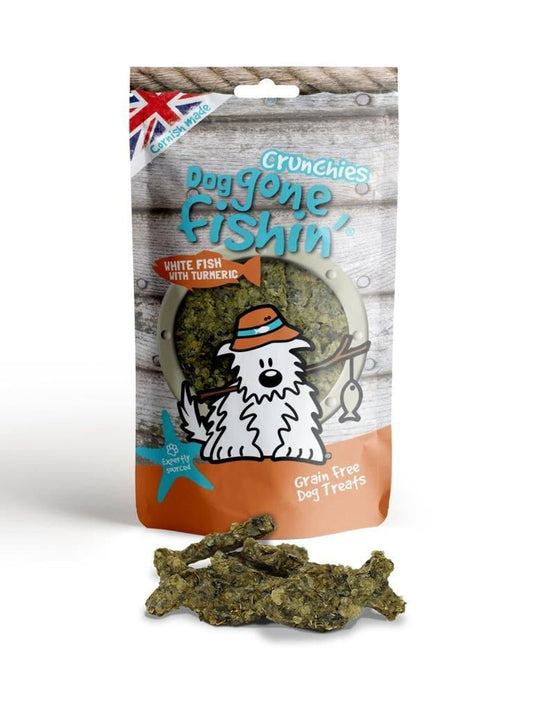 Dog Gone Fishin' White Fish With Turmeric Crunchies 75g | Luxury Home Accessories | Heulog Glow