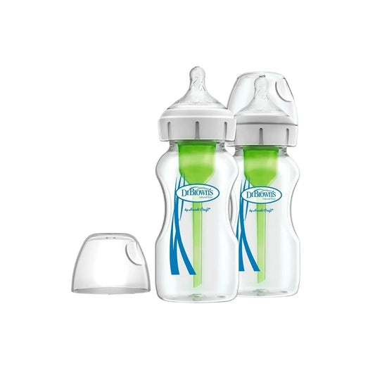 Dr. Brown's Options+ Wide Neck Anti-Colic Glass Bottle 270ml Pack of 2 | Luxury Home Accessories | Heulog Glow