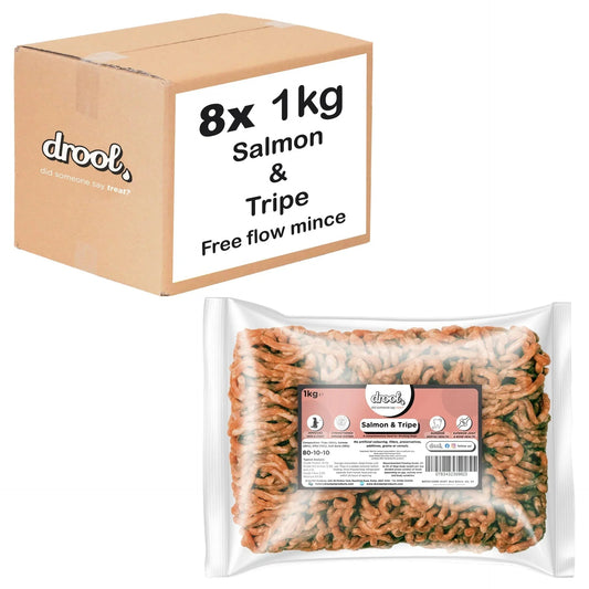 Drool Mince Freeflow Salmon & Tripe 1kg | Luxury Home Accessories | Heulog Glow
