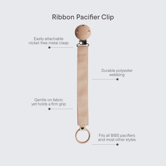 BIBS Soother Clip Ribbon - Blush