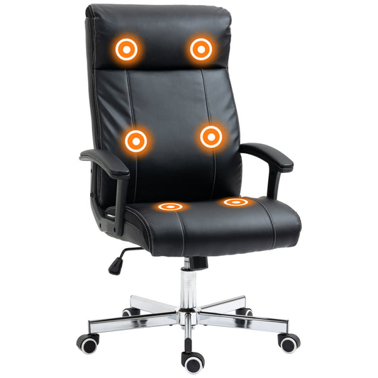 Vinsetto Massage Office Chair PU Leather Computer Chair w/ Tilt Function Black