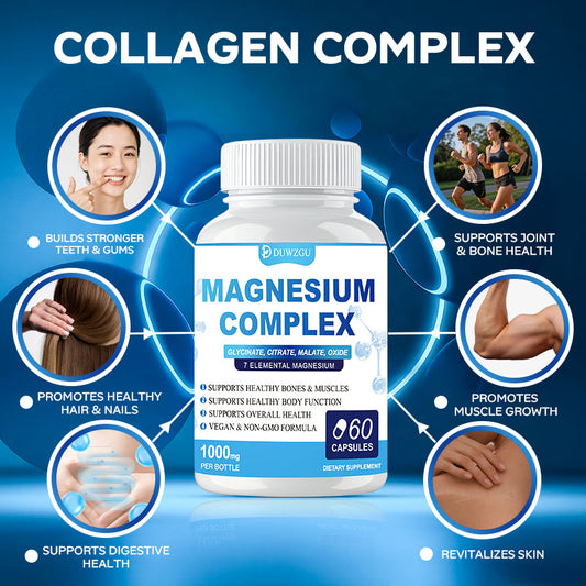 Magnesium Complex Supplement With Glycinate Citrate, Malate Oxide, Supports Bone, Muscle Digestive Health, Vegan Non-GMO, 60 Capsules