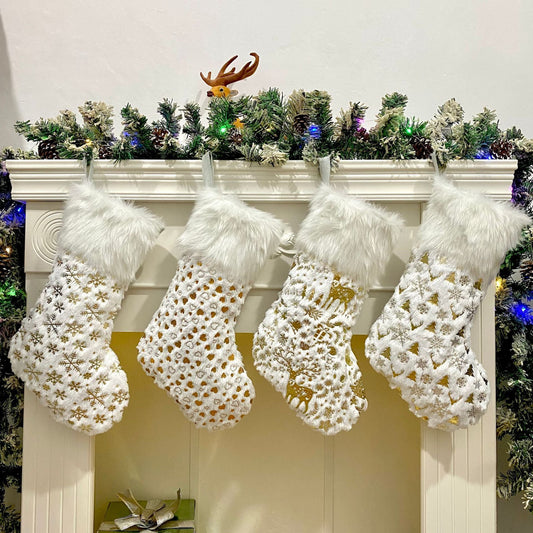 Gilding Plush Christmas Socks Gift Bag Christmas Decorations