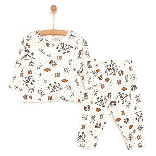 HelloBaby Baby Boy Long Sleeve Pyjamas - Ecru