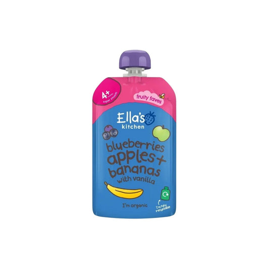 Ella's Kitchen Organic Blueberries Apples Bananas & Vanilla Baby Food Pouch 4+ months 120g | Luxury Home Accessories | Heulog Glow