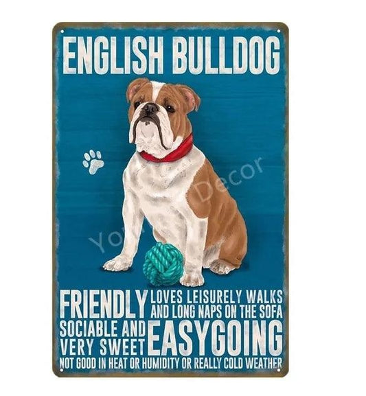 English Bulldog Tin Sign | Luxury Home Accessories | Heulog Glow