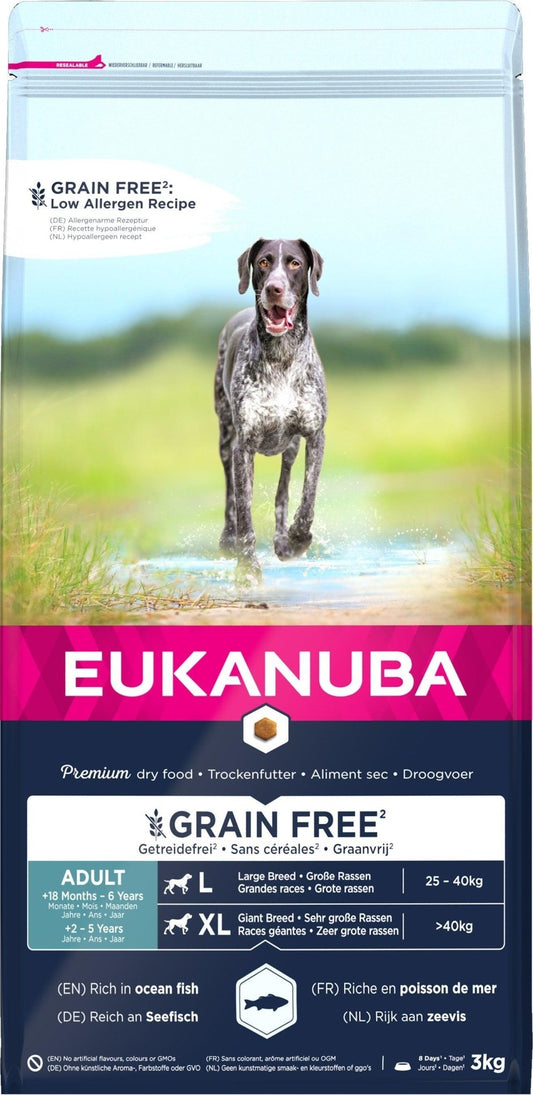 Eukanuba Grain Free - Ocean Fish - Adult Large 12kg | Luxury Home Accessories | Heulog Glow