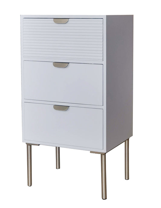 75CM WHITE WOODEN 3 DRAWER CHEST OF DRAWER