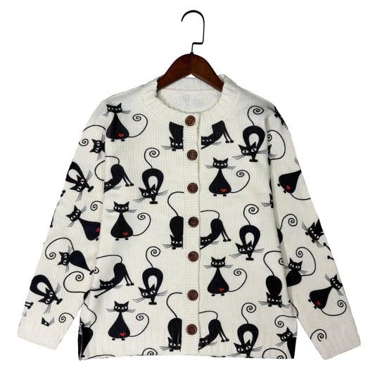 Women's Casual Cardigan Is Decorated With Black And Ruby.