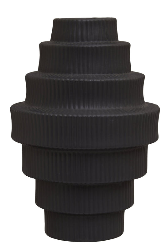 Fabia Black Large Step Design Vase | Luxury Home Accessories | Heulog Glow