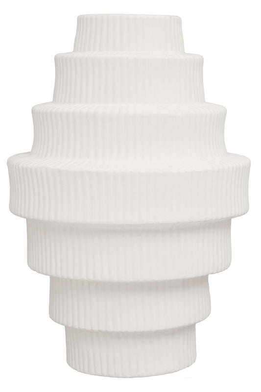 Fabia White Large Step Design Vase | Luxury Home Accessories | Heulog Glow