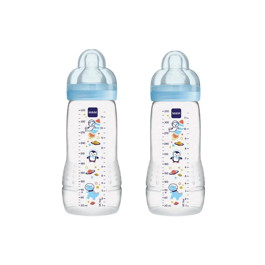 MAM Easy Active Bottle 330ml Pack of 2 - Blue Assorted