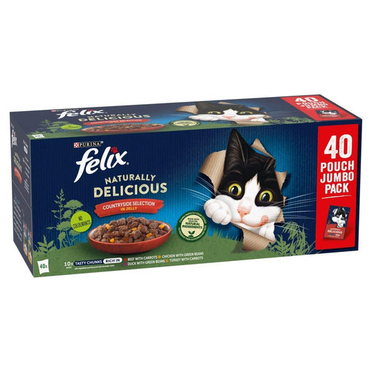 Felix Naturally Delicious Countryside Selection in Jelly Pouches 40 x 80g | Luxury Home Accessories | Heulog Glow