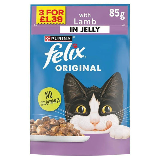 FELIX ORIGINAL Lamb In Jelly Wet Cat Food Price Marked, 3 for £1.39 85g | Luxury Home Accessories | Heulog Glow