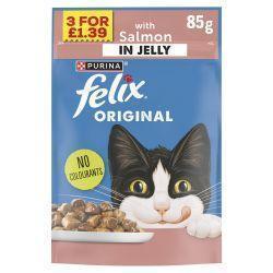 FELIX ORIGINAL Salmon In Jelly Wet Cat Food Price Marked, 3 for £1.39 85g | Luxury Home Accessories | Heulog Glow