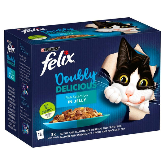 Felix Pouch As Good As It Looks Doubly Delicious Fish in Jelly 12 x 100g | Luxury Home Accessories | Heulog Glow