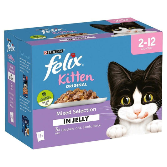Felix Pouch Kitten Mixed Selection (Chicken) in Jelly 12 x 100g | Luxury Home Accessories | Heulog Glow