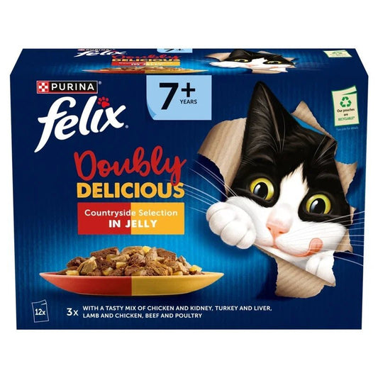 Felix Senior As Good As It Looks Pouches Doubly Delicious 7+ Meat 85g x 12 | Luxury Home Accessories | Heulog Glow