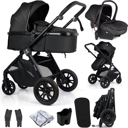 For Your Little One Cruise 3 In 1 Travel System With Car Seat - Eclipse Black (Free Cupholder / Seat Liner Included!) | Luxury Home Accessories | Heulog Glow