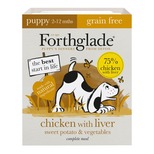 Forthglade Puppy Complete Grain Free Chicken with Liver & Veg Trays 18 x 395g | Luxury Home Accessories | Heulog Glow