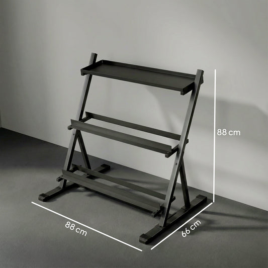 SPORTNOW 3-Tier Adjustable Dumbbell Rack, Heavy-Duty Weight Rack for Dumbbells, Kettlebells and Multiple Balls, Space-Saving Weight Storage Stand for Home Gym, 200 KG Capacity