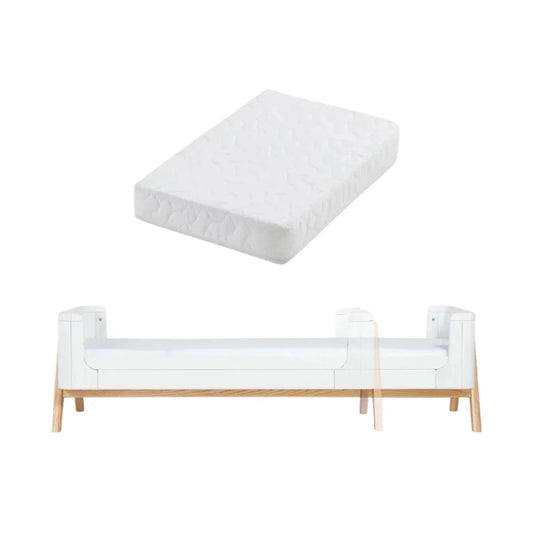 Gaia Baby Hera Junior Bed Extension with Mattress - Scandi White/Natural | Luxury Home Accessories | Heulog Glow