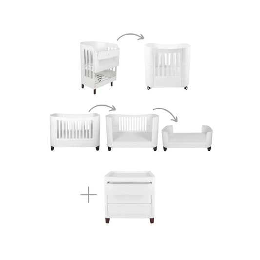 Gaia Baby Serena All-In-One Dresser Set - White/Walnut | Luxury Home Accessories | Heulog Glow