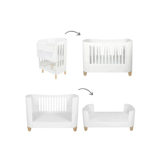 Gaia Baby Serena Cot Bed and Bedside Crib - White/Natural | Luxury Home Accessories | Heulog Glow