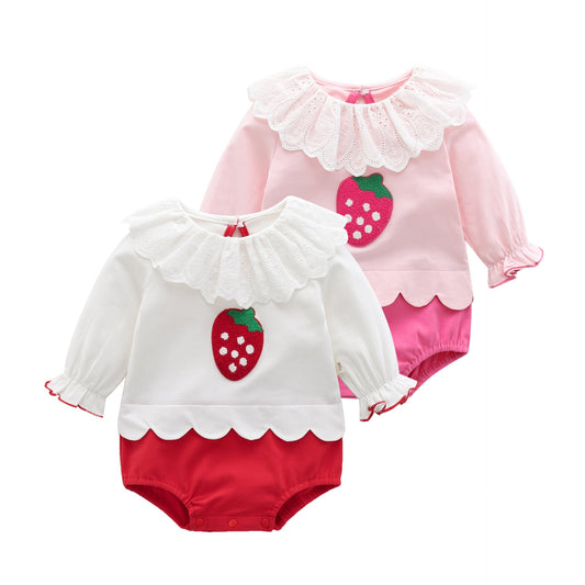 Girls' Strawberry Long-Sleeve Romper For Babies | Luxury Home Accessories | Heulog Glow
