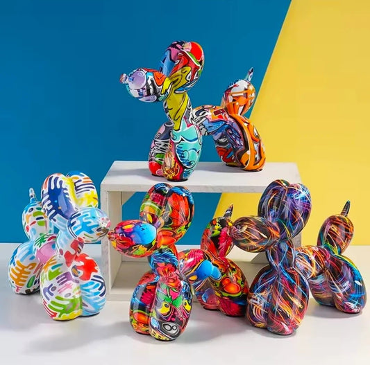 Graffiti Balloon Dog Resin Statue | Luxury Home Accessories | Heulog Glow