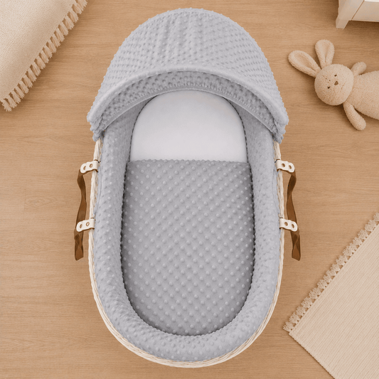 Grey Dimple Moses Basket Bedding Set (Basket Not Included!) | Luxury Home Accessories | Heulog Glow