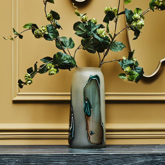Hakan Tall Glass Vase with Marbled Design | Luxury Home Accessories | Heulog Glow