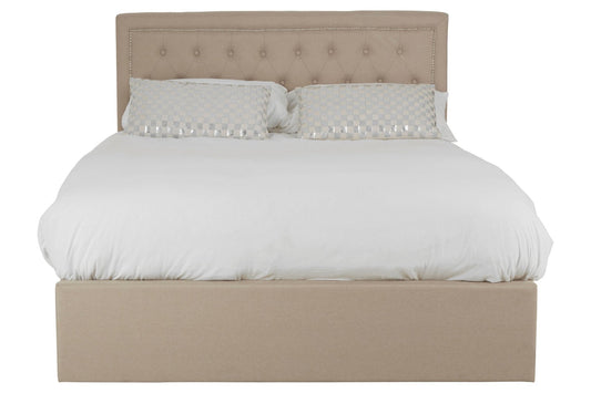Hannah Beige Ottoman Double Bed | Luxury Home Accessories | Heulog Glow