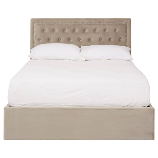 Hannah Mink Velvet Ottoman Double Bed | Luxury Home Accessories | Heulog Glow