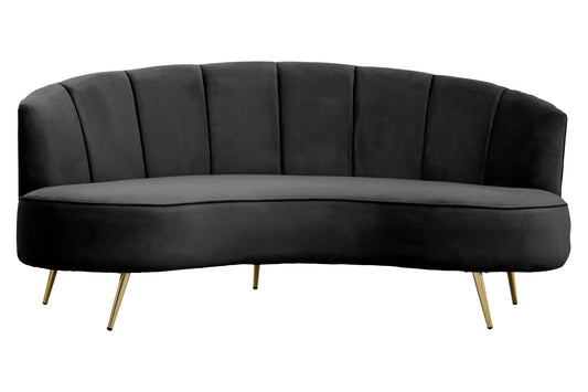 Hasna Three Seat Black Velvet Sofa | Luxury Home Accessories | Heulog Glow