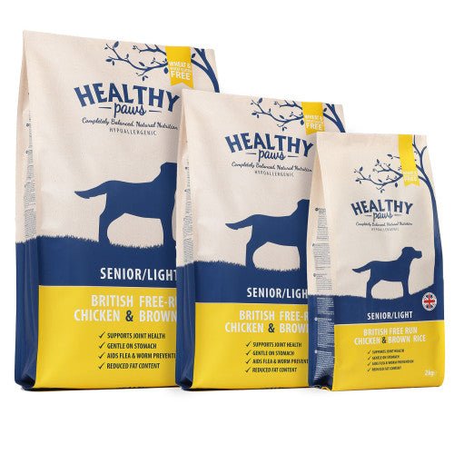 Healthy Paws British Free-Run Chicken & Brown Rice Senior/Light 12KG | Luxury Home Accessories | Heulog Glow