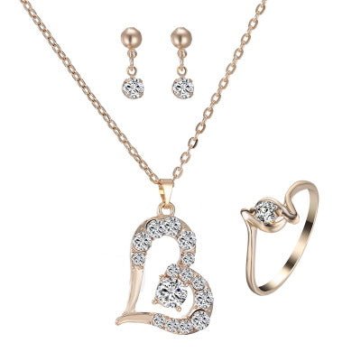 Heart Pendant Jewelry Set Rhinestone Jewellery | Luxury Home Accessories | Heulog Glow