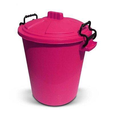Heavy Duty Dustbin & Lid with Clip 50 litre Pink | Luxury Home Accessories | Heulog Glow