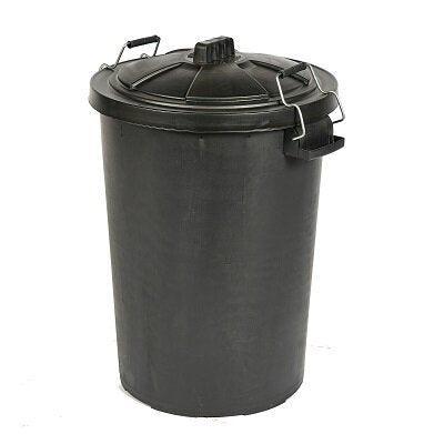 Heavy Duty Dustbin & Lid with Metal Clip 85 litre Black | Luxury Home Accessories | Heulog Glow