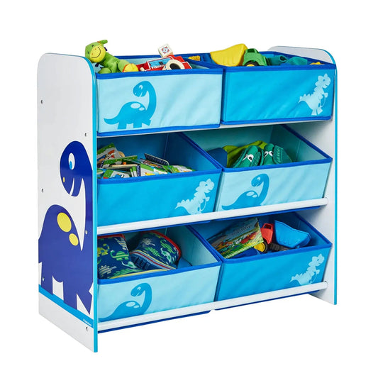 Hello Home Kids Bedroom Toy Storage Unit with 6 Fabric Storage Boxes - Dinosaur | Luxury Home Accessories | Heulog Glow