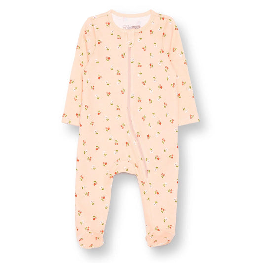 HelloBaby Girls Footed Romper Cherry Zip-up Crew Neck Long Leg Long Sleeve - Salmon | Luxury Home Accessories | Heulog Glow