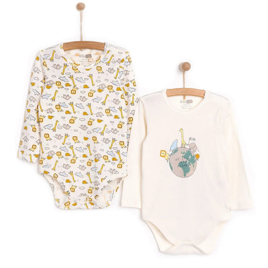 HelloBaby Unisex 2-Pack Long Sleeve Body - Ecru | Luxury Home Accessories | Heulog Glow