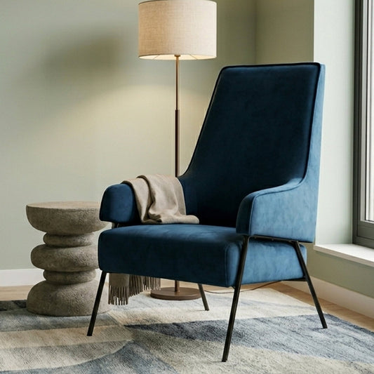 Henia Blue Velvet Chair | Luxury Home Accessories | Heulog Glow