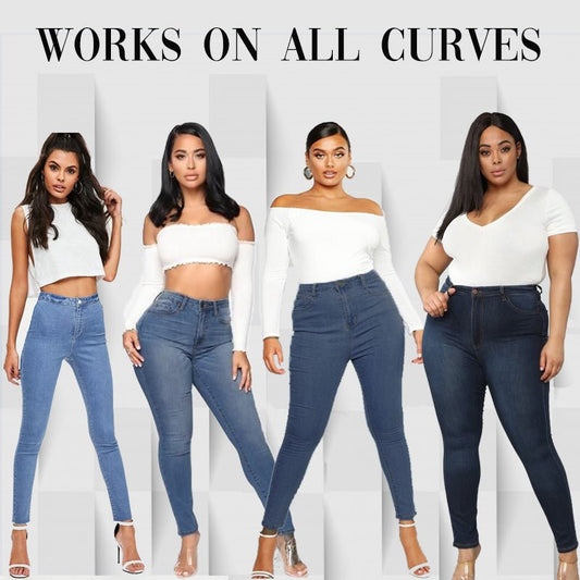 High Rise Waist Skinny Slim Fit Stretch Casual Basic Denim Pants With Faux Pockets | Luxury Home Accessories | Heulog Glow