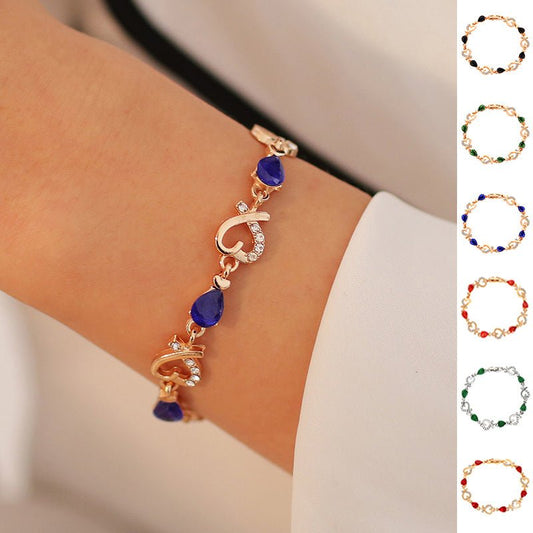 Hollow Love Bracelet With Rhinestones Fashion Temperament Heart-shaped Bracelet For Valentine's Day Gift Jewelry | Luxury Home Accessories | Heulog Glow