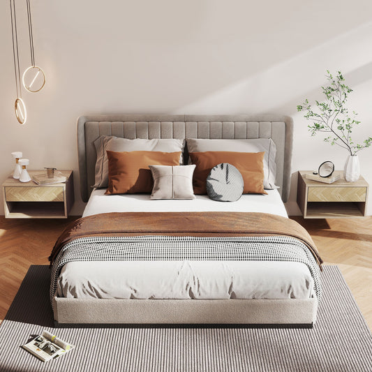 HOMCOM Set of Two Floating Bedside Tables - Natural Wood Finish | Luxury Home Accessories | Heulog Glow