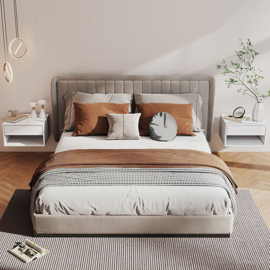 HOMCOM Set of Two Floating Bedside Tables - White | Luxury Home Accessories | Heulog Glow