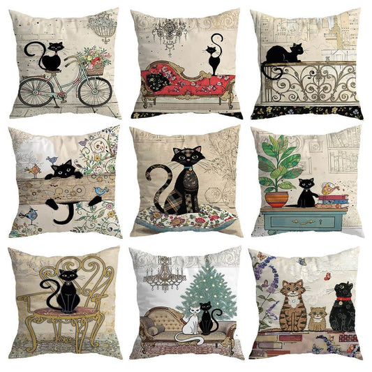 Home Fashion Minimalist Cat Print Pillowcase | Luxury Home Accessories | Heulog Glow