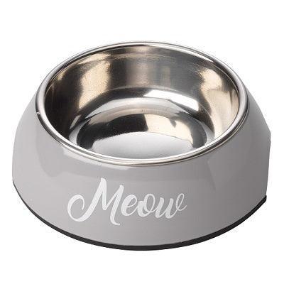 House of Paws Grey Meow 2 in 1 Cat Bowl | Luxury Home Accessories | Heulog Glow